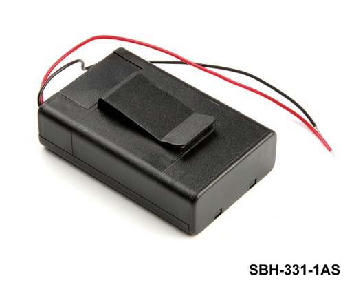 [SBH-331-1AS] SBH-331-1AS 3 adet UM-3 / AA boy kalem pil için tutucu (Yan Yana) (Kablolu) (Anahtarlı) (Kapaklı) (Klipsli)