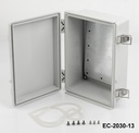 [EC-2030-13-0-G-0] EC-2030 IP-67 Plastik Pano (Açık Gri, ABS, Montaj Plakalı, Düz Kapak, Kalınlık 130mm)+
