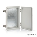 [EC-2030-8-0-G-0] EC-2030 IP-67 Plastik Pano (Açık Gri, ABS, Montaj Plakalı, Düz Kapak, Kalınlık 80mm)