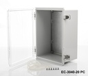 [EC-3040-20-PC-G-0] EC-3040 IP-65 Plastik Pano (Açık Gri, ABS, Montaj Plakalı, Şeffaf Kapak, Kalınlık 200mm, HB)+ 14779